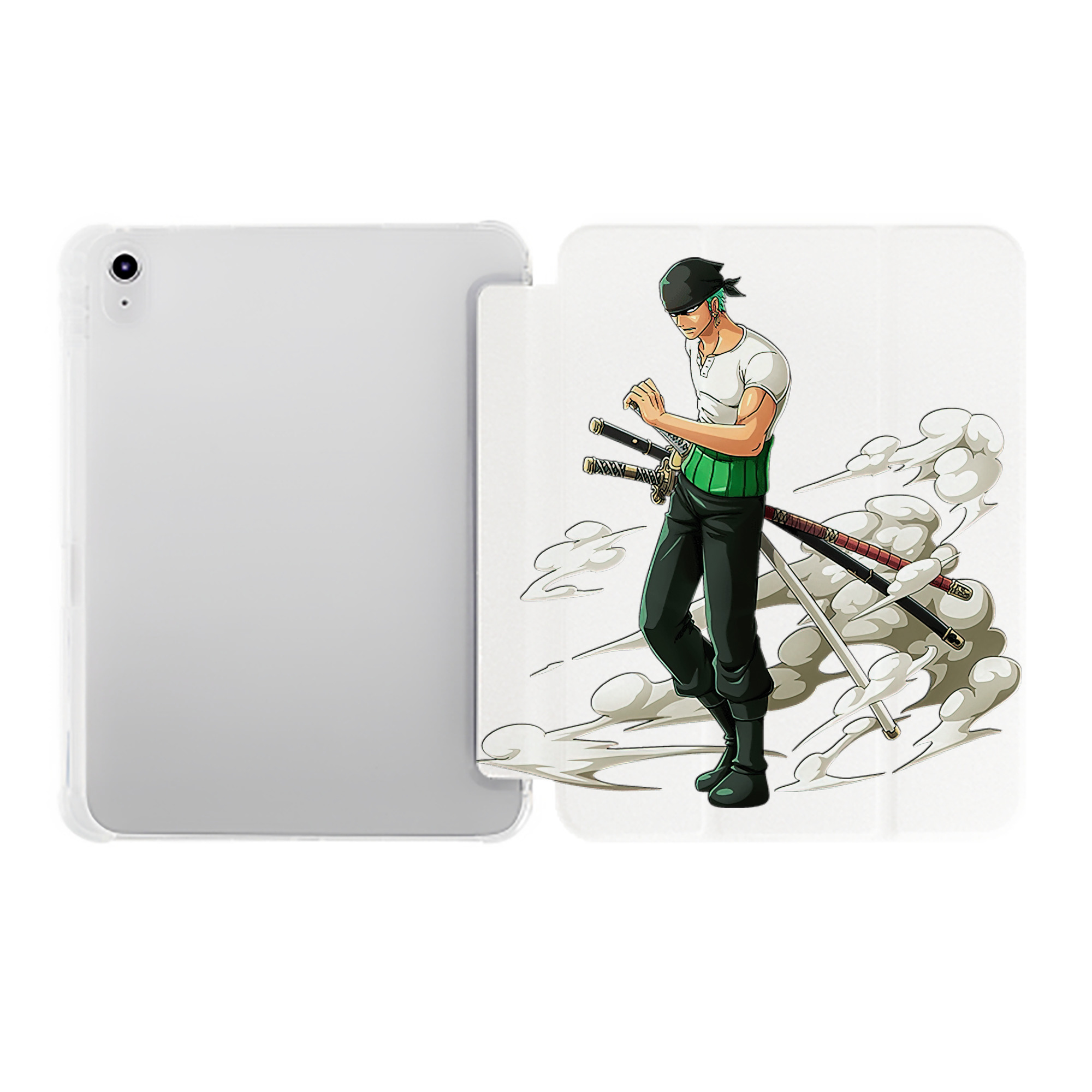 （画像用） ワンピース ロロノア・ゾロ ONE PIECE Roronoa Zoro IPad ケース ペン収納付き 三つ折りスタンド PUレザー×シリコン 対応機種9.5/10.5/10.9インチ